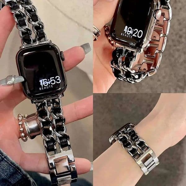 Replacement Watch Band Smart Watch Metal Leather Strap For Apple 10 42Mm 46Mm 41Mm 45Mm 44Mm 40Mm Designer Women Steel Luxury Bracelet Iwatch 9 Ultra 8 7 SE 6 263