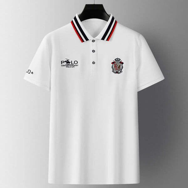 Polo Luxury Clothes T-Shirt Embroidered Polo Shirt, New Summer Style, Contrast Color Turn-Down Collar, Business Casual Commuting Short Sleeve T-Shirt, Men's Top