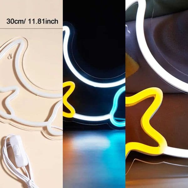 and Chi-buy LED Neon Star Moon USB Powered Neon Signs Night Light 3D Wall Art Bedroom Living Room Decor Lamp Signs L260615