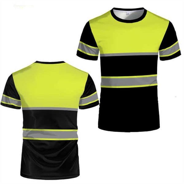 Stripe Safety Work T Simple Shirts Summer Casual Short Sleeve 3D Printed Crew Neck T-shirts Fashion Outdoor Oversized Tees Tops C260615