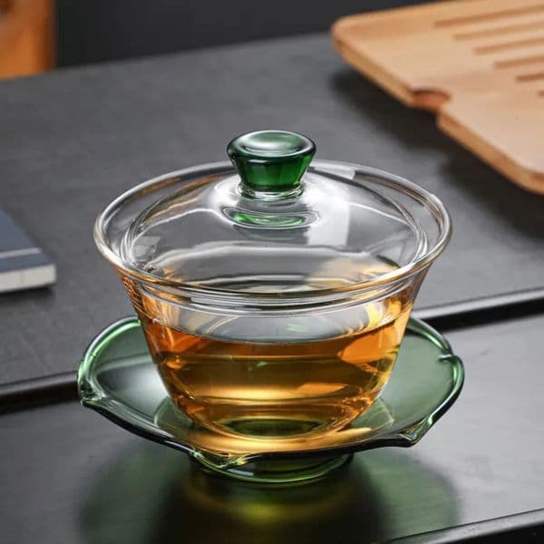 Luxury Designer Decor HMLOVE Heat-Resistant Glass Gaiwan Transparent room Cover Bowl Lid Saucer Big Tea Cup Tureen Travel Teaware Sets Busin 42