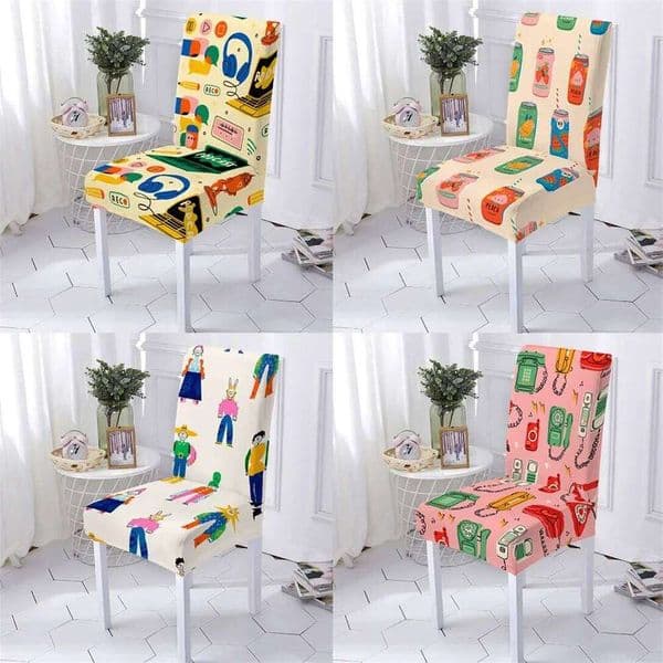 Cartoon Portrait Style Cover Chair Seat Covers For Leisure And Entertainment Elements Elastic Chairs Case Home Stuhlbezug 26L0616
