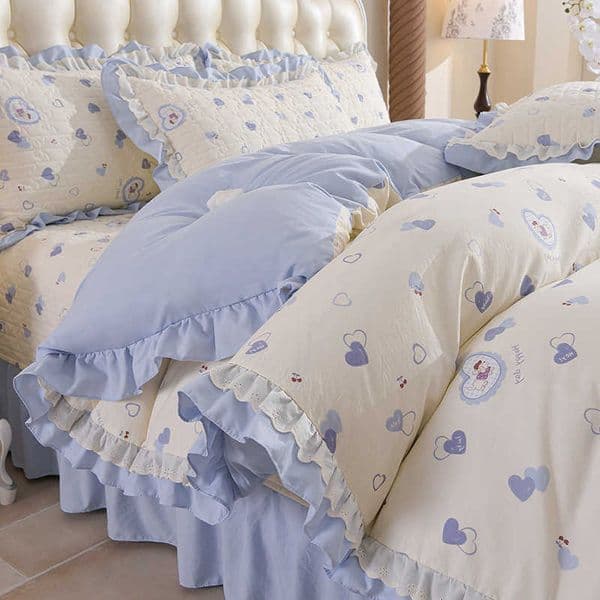 New 2026 Washed Cotton French Lace Quilt Cover Spring Skin-friendly Printed Duvet Cover 200x230 220x240 D260616