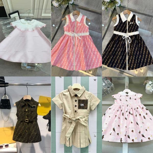 girls dress Cute design New ss dress kids designer clothes Summer Lapel design pardress baby skirt Y260616