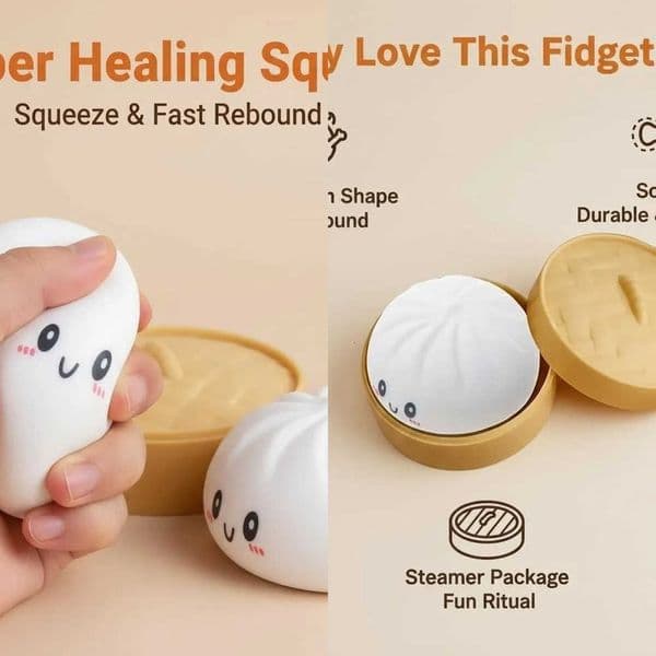 Bun Mini Squishy dumpling squishies Sensory Fidget Toys Colored Glitter Steamer Bun Decompression Ball Small Squeezable Toys L260616