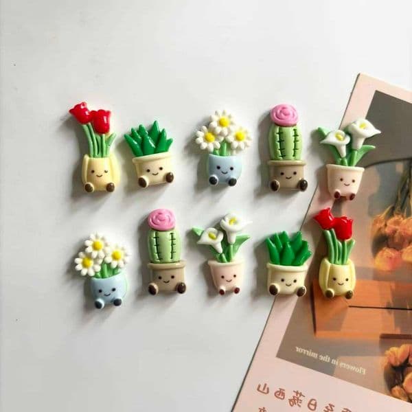 fridge cactus 10Pcs magnet Mini potted plant magnet cute magnet S260616