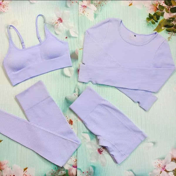 Suits Ribbed Fitness Yoga Set White Women Sportswear Seamless Workout Outfit Long Sleeve Top Sport Leggings 2 Piece Gym ClothingR260616