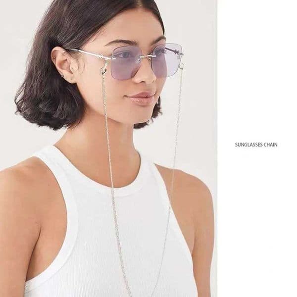 Popular Silver Colour Sparkling Glasses Chain Bead Chain Anti-Falling Glasses Eyeglasses Cord for Women Party Birthday Gift C260616