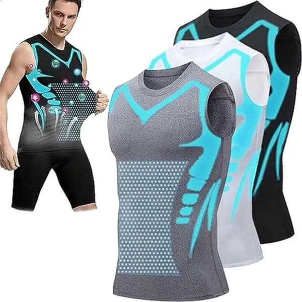 Mens Ionic Shaping Vest Ice-Silk Slimming Vest Body Shaper Compression T-Shirts Tank Top Tummy Control Quick-dry Fitness Shirts 260616