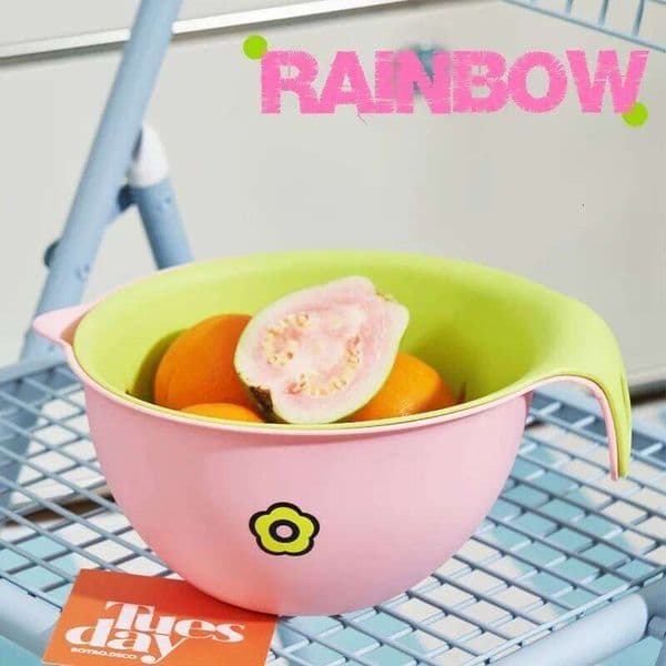 Design Sense Double-layer Kitchen Fruit and Prepare Vegetables Dopamine Drain Wash Vegetable Basket