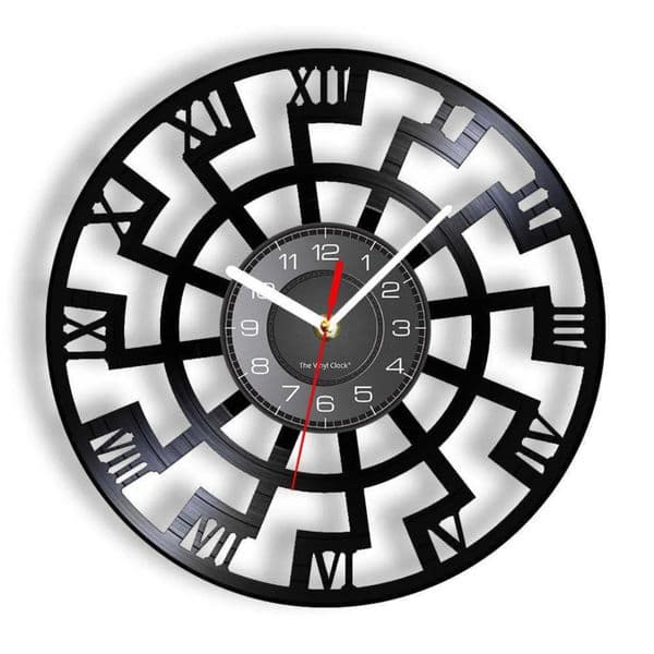 2026 Black Occult Symbol Viking Vinyl cologne Record Schwarze Sonne Sun perfume Wheel Esoteric Wall Art Clock Norse Home Decor Watch Free Shipping 17 1