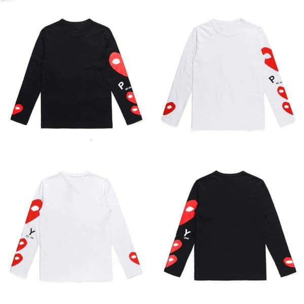 Play Long Sleeve Men Women Designer Hoodie Fashion T Shirts Red Heart Long Sleeved Cotton Heart Printed Tops O Neck Straight Summer Solid Comme Graphic Hoodie 931