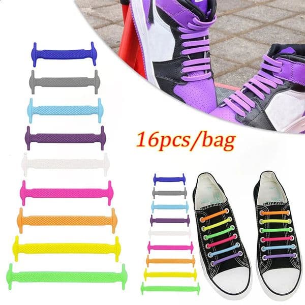 16pcslot No Tie Shoelace Lacing Special Silicone Elastic Shoelaces Kid Adult Sneakers Quick Shoe Lace Creative Lazy Rubber 260616
