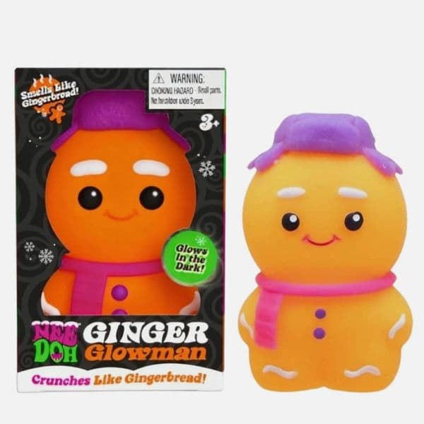 Wholesale NeeDoh Ginger Glowman Squishy Toy Glow in The Dark Gingerbread Man Stress Fidget Toy Crunchy Squeeze Stretch Christmas Sensory Toy for Kids