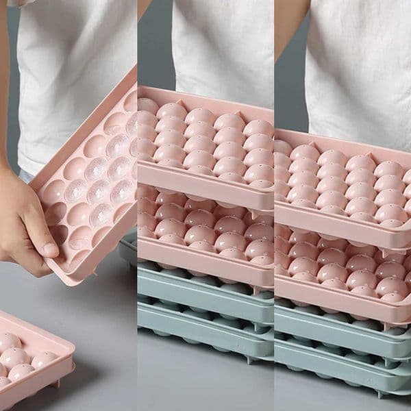 with 1Pc 3D Round Tray Lid Plastic Spherical DIY Mould Ice Ball Style Ice Mold Maker Kitchen Tools L260616