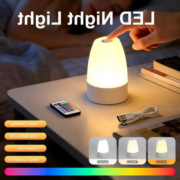 LED 2026 New USB Rechargeable Night Light Touch Dimmable RGB 3-Color Eye-Caring Desk Lamp Bedroom Bedside Baby Room Best Seller M260616