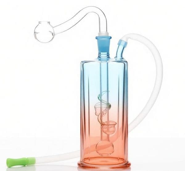 Portable mini Colorful Rainbow Glass Oil Burner Bubbler Water Pipes Hookah Bong Bubble Smart Recycle Filter for smoking with silicone soft hose