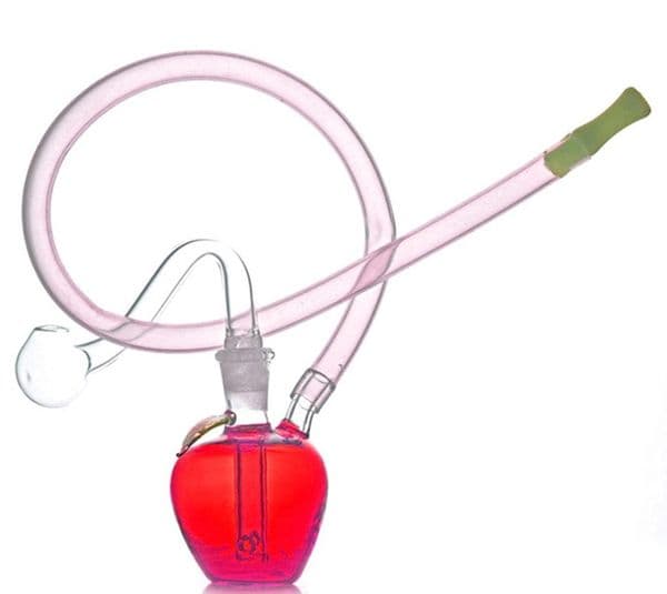 Portable MIni Cute Colorful Glass Oil Burner pipe Bubbler 10mm female Water Pipes Hookah Bong Bubble Smart Recycle Filter for smoking with silicone soft hose