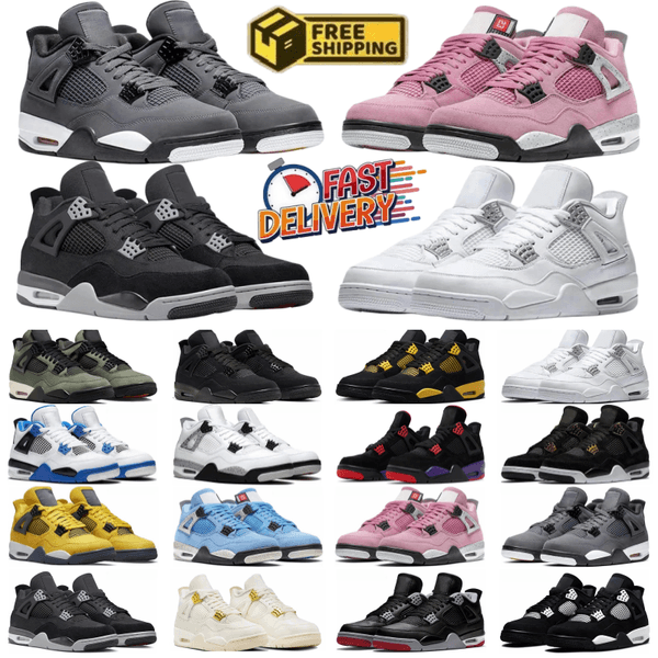 4 designer shoes retro basketball shoes men women sneakers running shoes black cat white cement black red moka electric 36-46