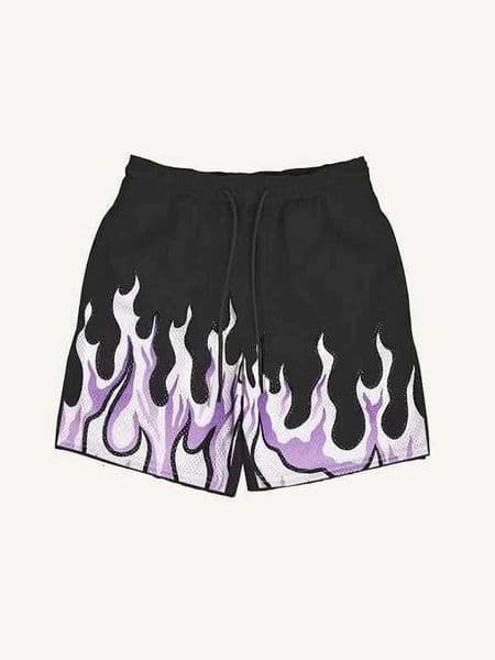 Shorts Men 2026 GYM Breathable Basketball Running Quick-Drying Shorts Baggy Flame Print Fashion Shorts Summer Shorts C260616