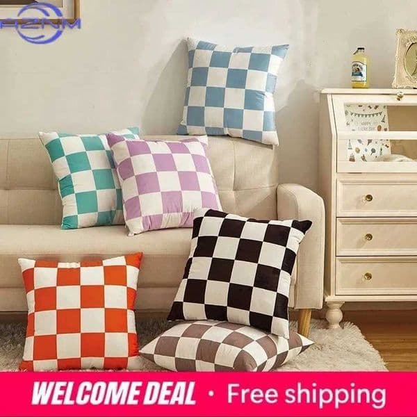 Fashion Checkerboard Plaid Cushion Cover lowcase Sofa Seat Bed Retro He Decor J260616