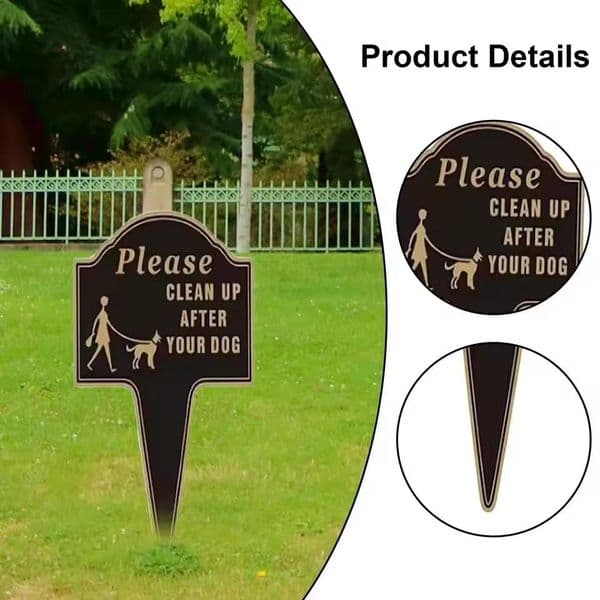50pcs/lots Clean Up after Your Dog No Pooping Sign, 13.6"x9.6" Metal Sign for Yard with Integrated Stake, Double Sided Printed, Outdoor Use