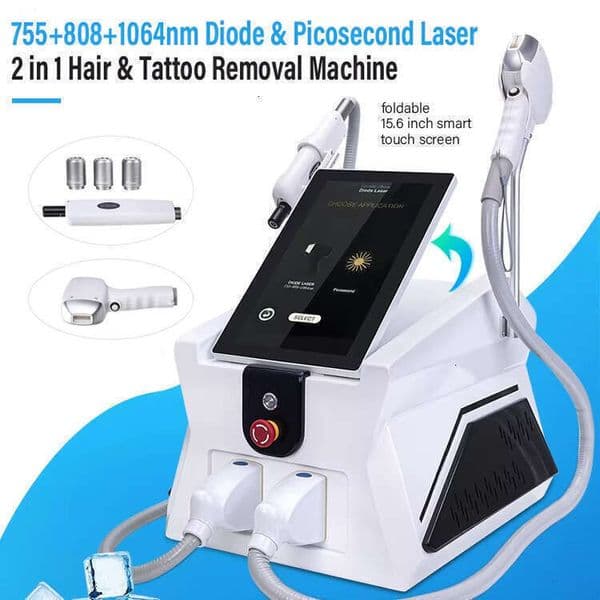 Non-Invasive Ice Diode Laser & Picosecond Hair Removal Tattoo Washing Pigment Freckle Spot Elimination Skin Rejuvenation 2 In 1 Powerful Laser Machine thumbnail 2