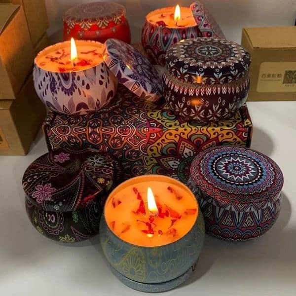 1PCS Vintage Can Candles Soy Wax Flower Fragrance Scented Candle Home Decoration Candle Jars for Wedding Ceremony Birthday Gift 260615