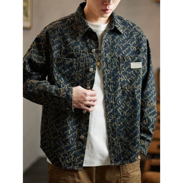2026 European and American high-end luxury style sophisticated collar denim jacket new model, stylish and elegant, trendy brand long-sleeved shirt