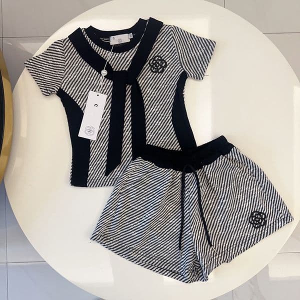 Designer Kids Outfit Girls Toddler Short Sleeve Top Shorts 2Pcs Clothes for Children Teen Girl Casual Clothing Set Size 120CM-170CM