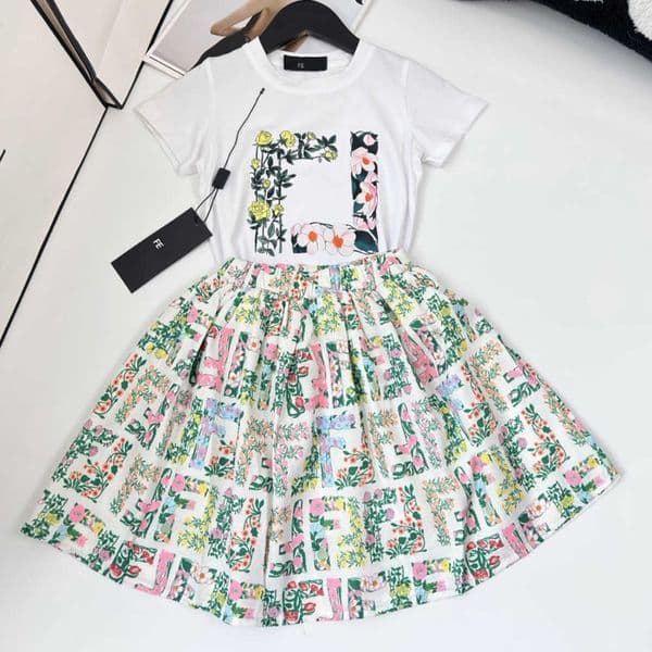 Clothes Designer Girls Sets Cotton Tops t shirt Flower Skirt 2pcs Vintage Summer Kids Dress Suit Children Clothing Outfits Y260616
