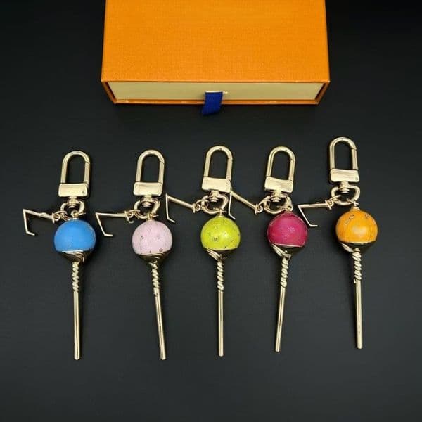 Luxury Designer Monogram Candy Lollipop Keychain Stainless Steel Bag Charm Key Ring Multicolor Macaron Keychain for Women Bag Pendant Car Key Holder Premium Gift
