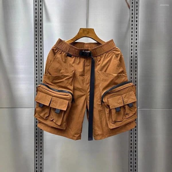 Men's Shorts Designer Mens Solid Cargo Loose Wide Leg Elastic Waist Zipper Multi Pocket Casual Daily Street Style Baggy Short