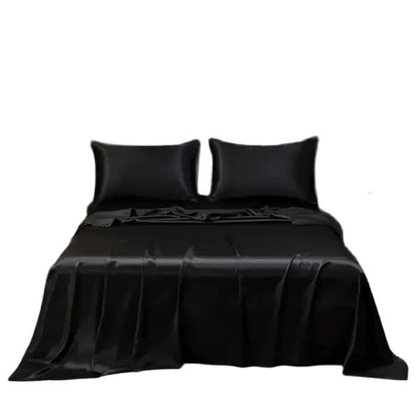 Satin Bed Sheet Sets for Summer Silky Smoooth Top Sheet with Pillowcase SingleQueenKing Ice Cooling Flat Bed Sheet Sets 260617
