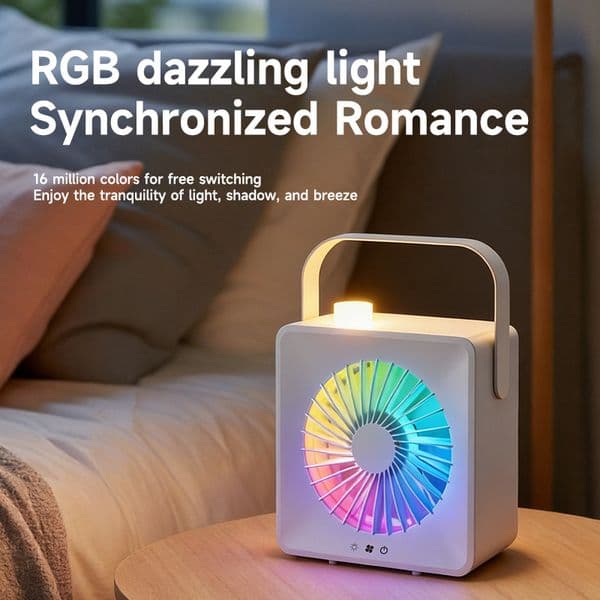 Ambient Light Desktop Fan 5 Speed Dual Power Home Cooler thumbnail 3