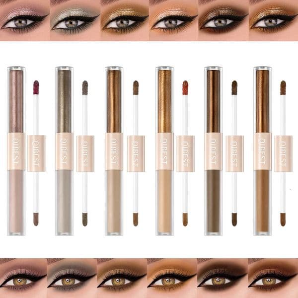 QI Double End Glitter Matte Eye shadow Stick Pencil Eyeshadow Makeup Waterproof Bicolor Shimmer Cosmetics Beauty Makeup Tool 260617