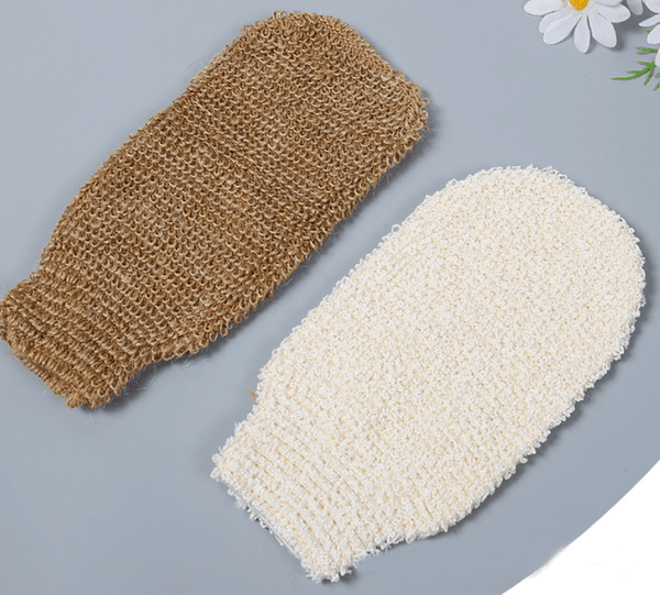100pcs Ramie Jute Bath Glove Body Scrub Gloves Bathing Shower Sauna Scrubber Gloves Brushes Sponges Scrubbers
