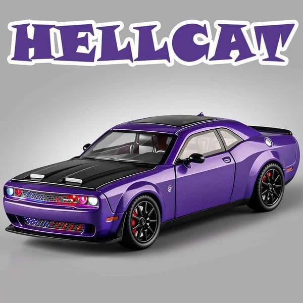 124 Hellcat Car Model Diecast Alloy Toys Doors Opened Four Wheel Suspension Sound Light Pull Back Miniature Vehices Friend Gift Y260617IXXV