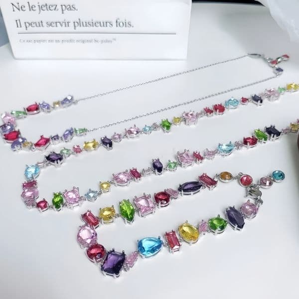 Necklace designer jewelry swarovskiariana grande Gema pendant gold necklace 18K Gold Plated candy sparkling crystal necklace bracelet diamond chain