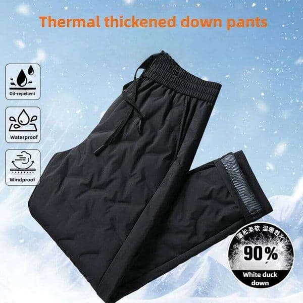 2024 Winter New 90% White Pants Men Thickened Warm Waterproof Casual Trousers Man Duck Down Padded Sweatpants Male Clothing