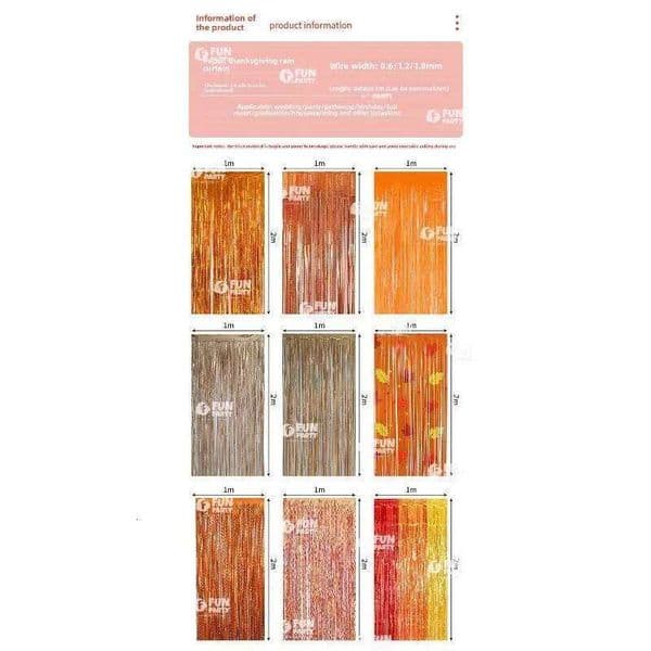 Orange Maple Leaf Tinsel Curtain Fall Thanksgiving Party Backdrop Decor