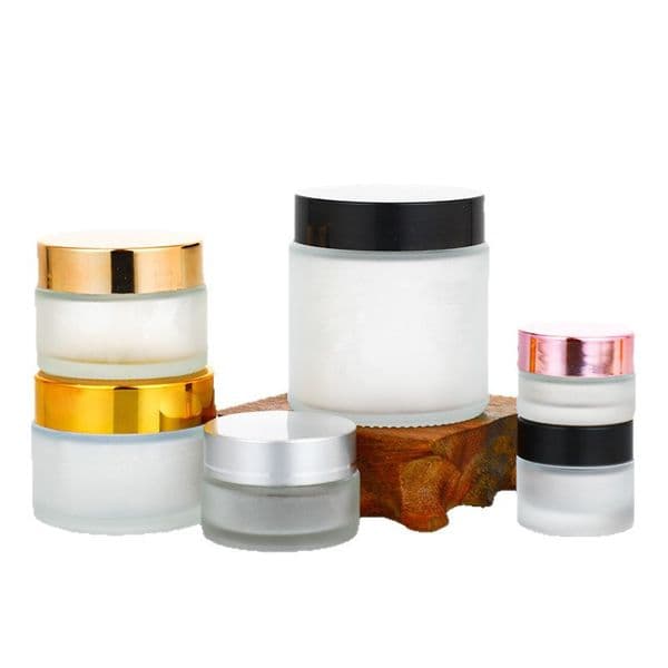 Frosted Glass Cream Jars 5ml 10ml 20ml 30ml Empty Skincare Container Screw Cap for Makeup Storage Face Mask Packaging Wholesale