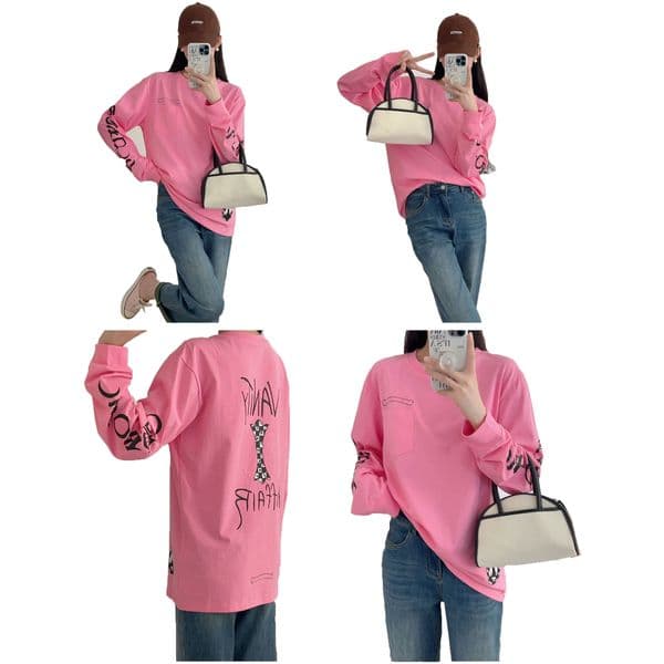 Unisex Graphic Long Sleeve tops Pure Cotton Round Neck Casual tee Cartoon Letter Print clothes Breathable Basic Shirts For Spring Autumn Multiple Color
