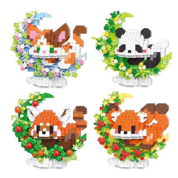Mini Cat Dog Raccoon Micro Panda Cute Pet Small Building Blocks DIY Model Series Decorations Childrens Toys Childrens Gift M260617