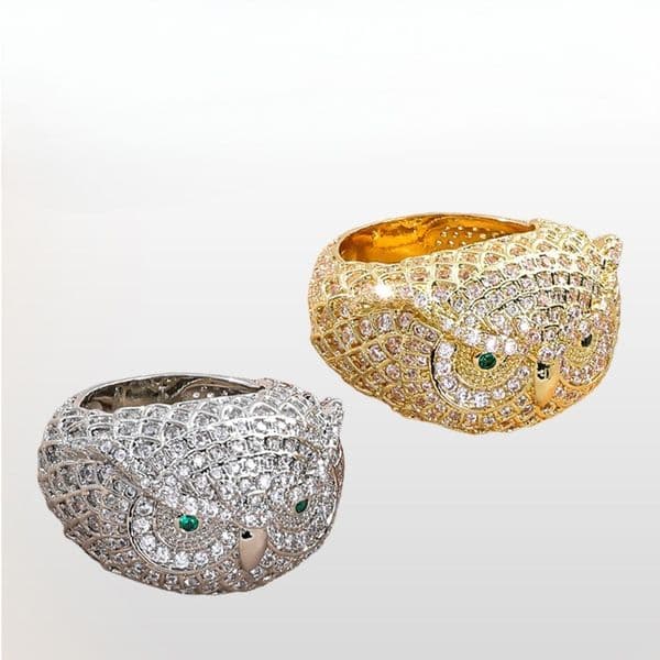 European and American Hip-hop Style Rings and Jewelry Owl-shaped Rings Cuban Micro-set Luxury Finger Rings