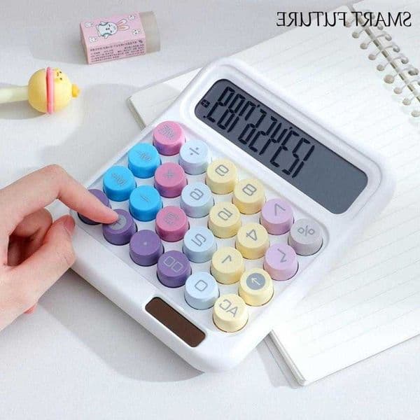 Large LCD Display Mechanical Calculator Big Round Button Candy Colored 12 Digit Calculator High Beauty High Sensitivity Button L260617