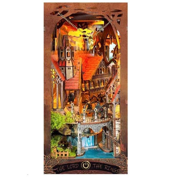 DIY Book Nook Wooden Miniature Model Kit Spirit Valley of The Magic Ring Bookend 3D Puzzle Bookshelf Home Decor Friend Gifts J260617