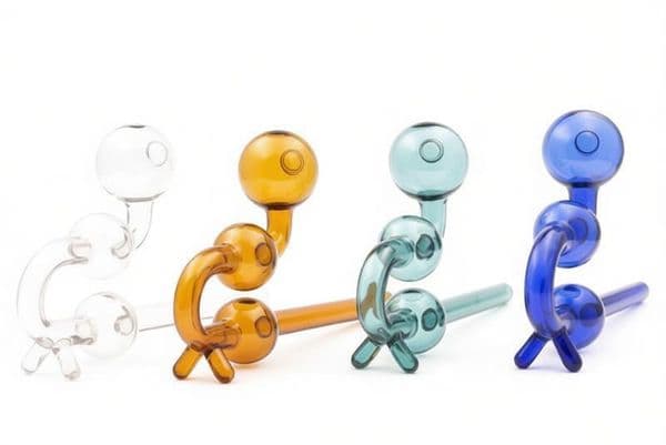 Wholesale Colorful Snake Glass Oil Burner Pipe Hookahs Thick Heady Water Curve Bent hand pipes for smoking with balance dot