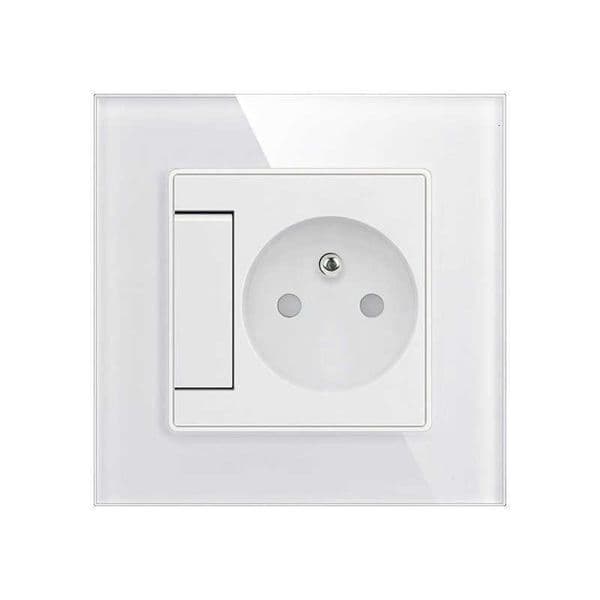 Socket EU s86 With Type Switch Control Panel French Tempered Glass Socket Flame Retardant PC Panel Concealed InstallationR260617