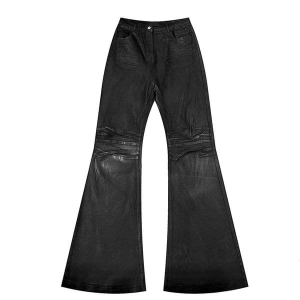 Jeans Mens Dark Niche Handmade Wax Coated Washed Flared Jeans with FloorLength Fl Double Kn Pleats and Finish Home Mens Clothing S260617